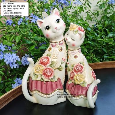 CẶP TƯỢNG MÈO THỦ CÔNG